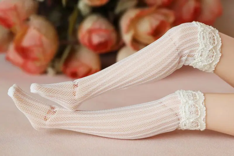 1 пара, милые Белые и розовые 1/6 кукольные кружевные носки, чулки для Барби, Azone, Blyth Doll, аксессуары для одежды