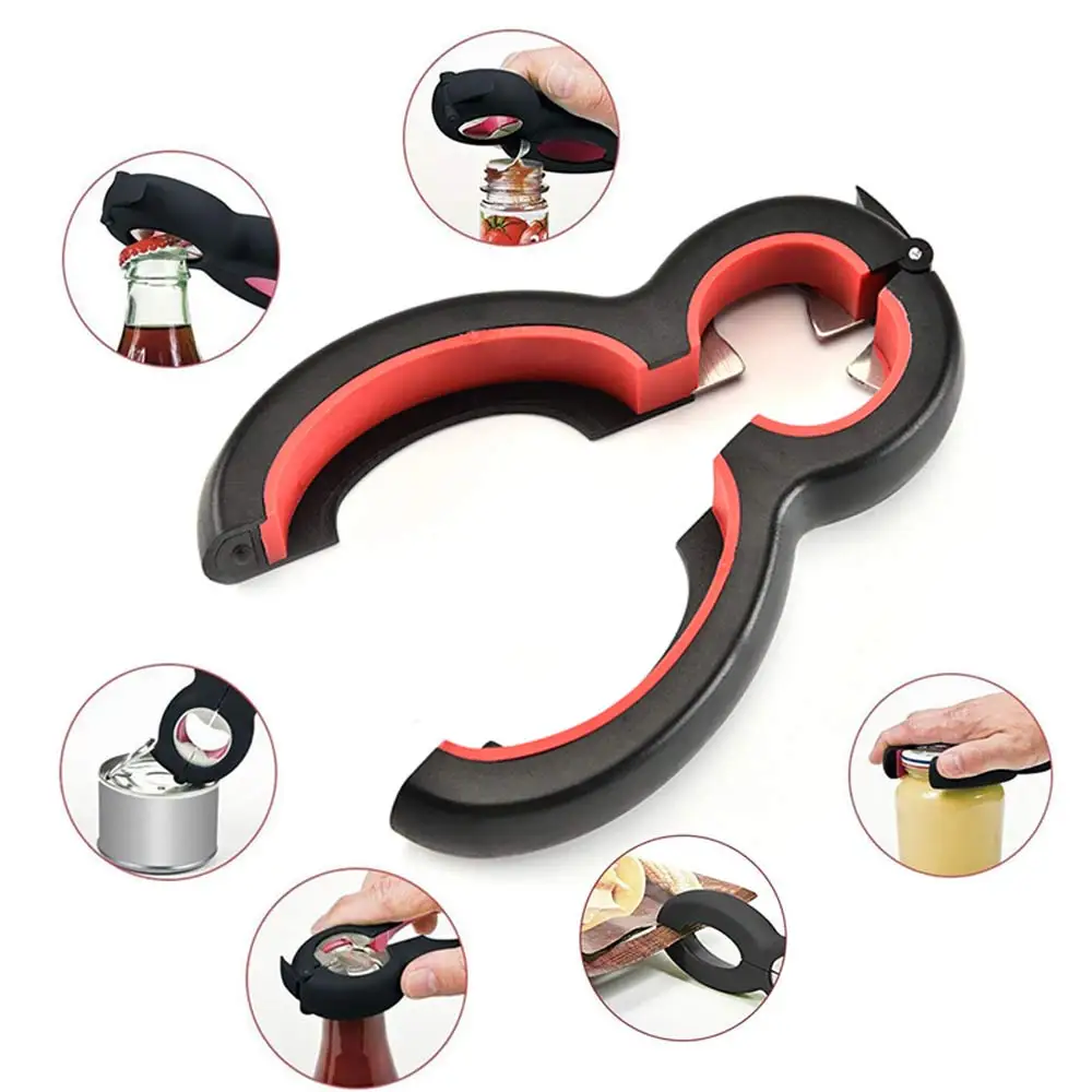 

6 In 1 Multi Function Twist Bottle Opener, All In One Jar Gripper Can Wine Beer Lid Twist Off Jar Opener Claw