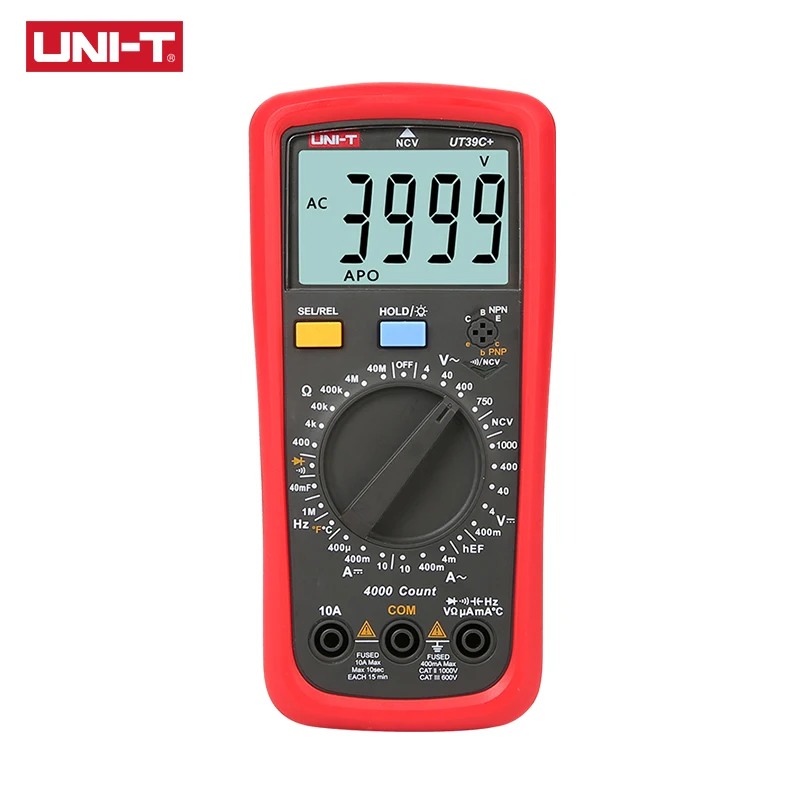 

UNI-T UT39C+ Digital Multimeter Auto Range Tester Upgraded from UT39A/UT39C AC DC V/A Ohm /Temp /Frequency/HFE/NCV test