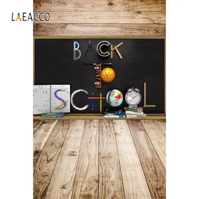 Photo Backdrops Blackboard Back To School Books Study Tools Wooden Floor Baby Portrait Photographic Backgrounds For Photo Studio