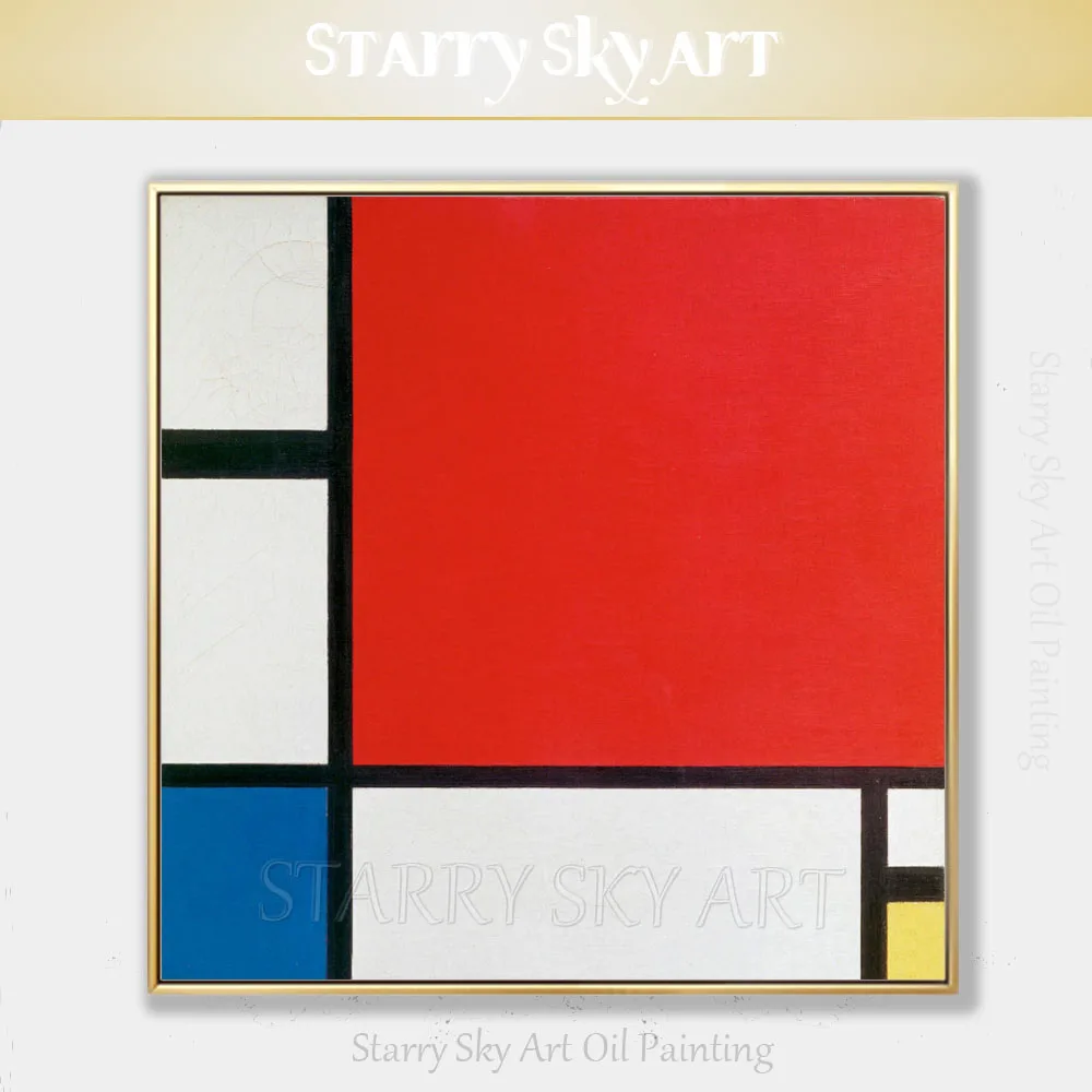 

Hand-painted High Quality Simple Design Fine Art Mondrian Geometric Oil Painting on Canvas Kinds of Geometric Acrylic Painting