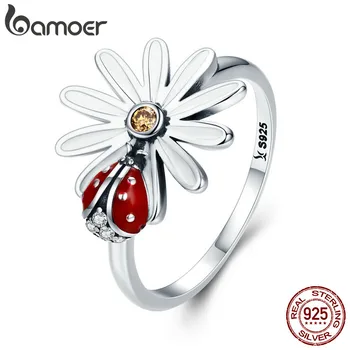 

Bamoer Spring Collection 925 Sterling Silver Flower And Ladybug Wonderland Finger Rings For Women Sterling Silver Jewelry Scr284