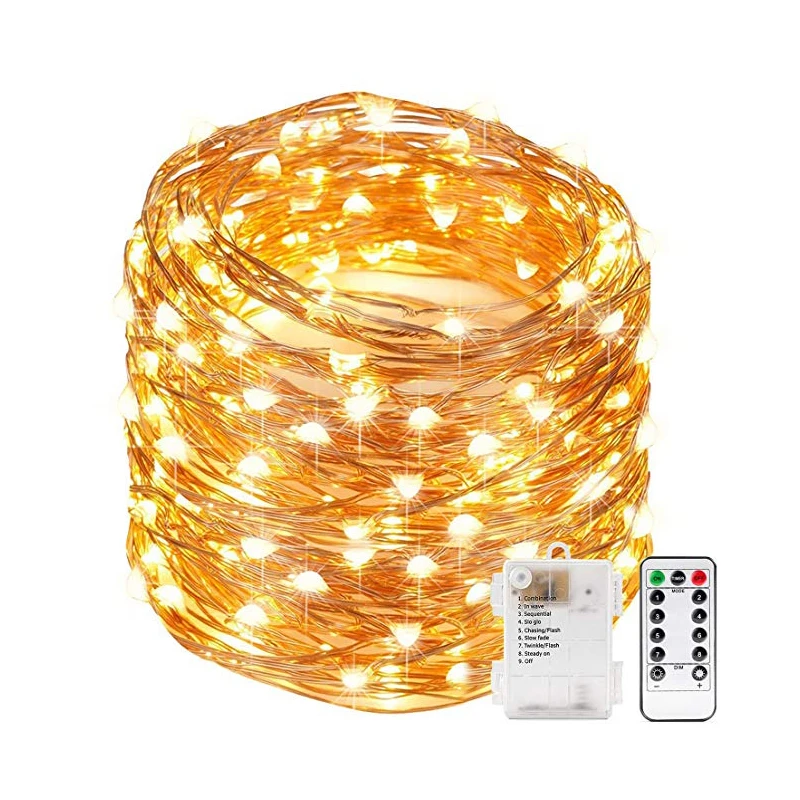 ROPIO 5M/10M Waterproof Remote Control Fairy Lights Battery Operated