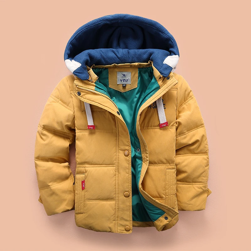 

JOYINPARTY children Down & Parkas 4-10T winter kids outerwear boys casual warm hooded jacket for boys solid boys warm coats