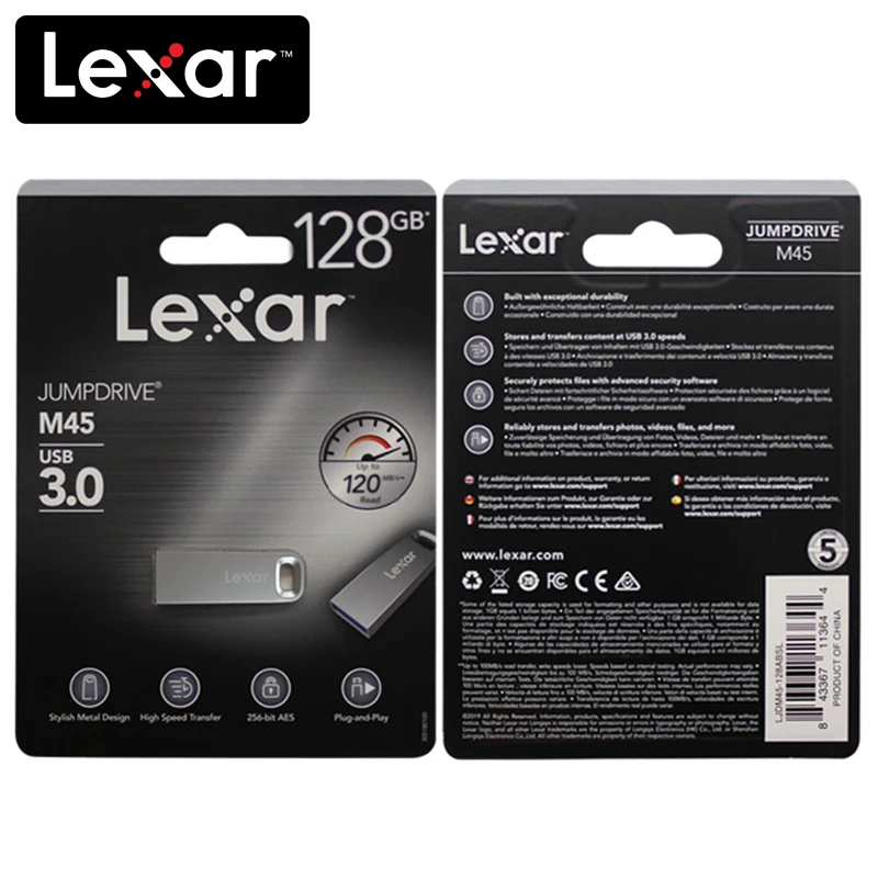 Lexar M45 металлический USB 3,0 флешки 128 Гб 64 Гб до 100 МБ/с. usb3.0 флеш-накопитель 32 Гб металлический u-диск флэш-накопитель флэш-диск