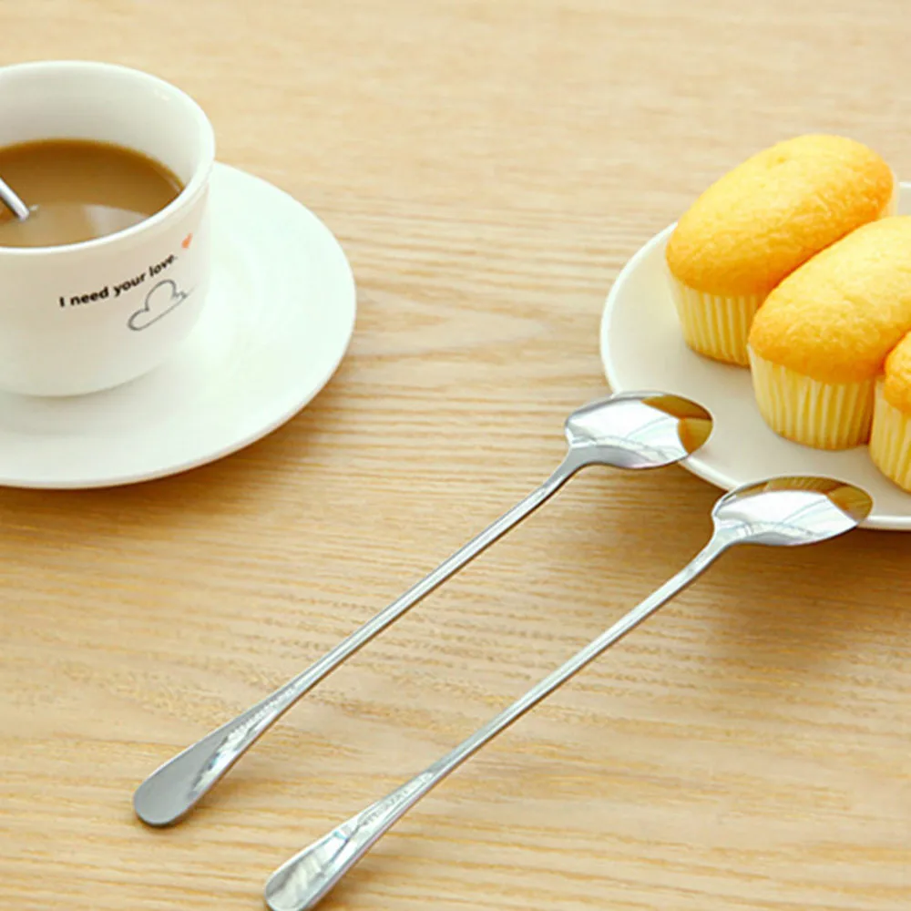 

Long Handle Ice Cream Scoop Stack Stainless Steel Tea Coffee Spoon Gadget Kitchen Accessories Tableware Utensil Teaspoon Cuchara