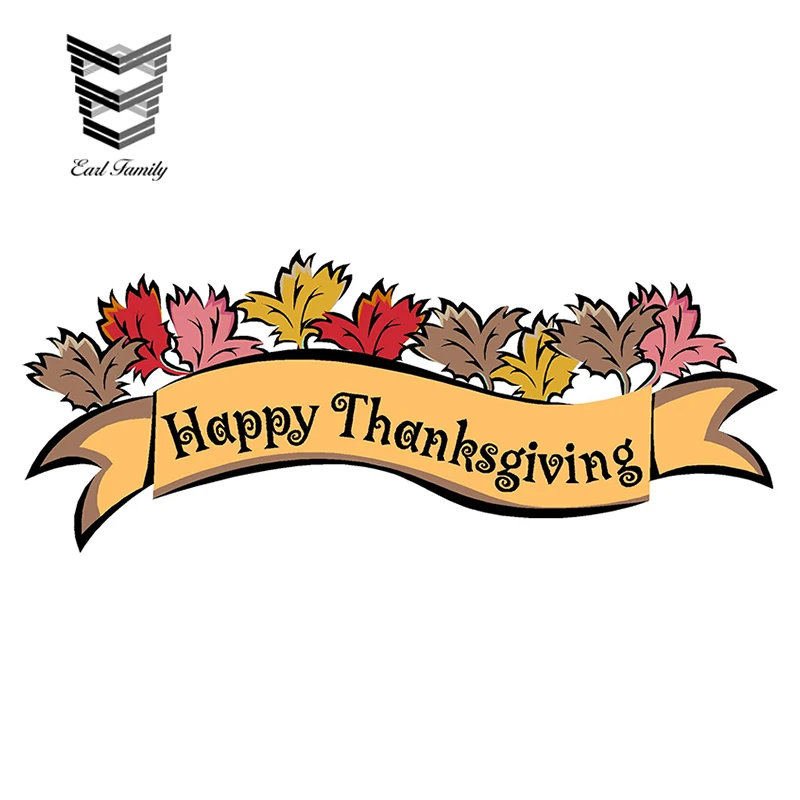 

EARLFAMILY Happy Thanksgiving Car Styling Accessories Reflective Waterproof Fashion Funny Car Stickers Vinyl Decal Decor