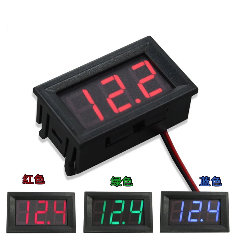 

Digital Voltmeter DC 4.5/4.7/5V-30V Digital Voltmeter Voltage Panel Meter Red/Blue/Green For 6V 12V Electromobile Motorcycle Car