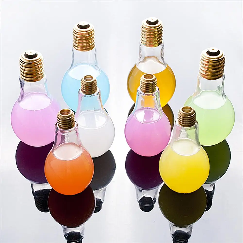 Bulb Water Bottle Light Bulb Fruit Juice Bottles High Quality Portable Cute Juicer Milk Water Bottle Colorful Drink-ware For Gif