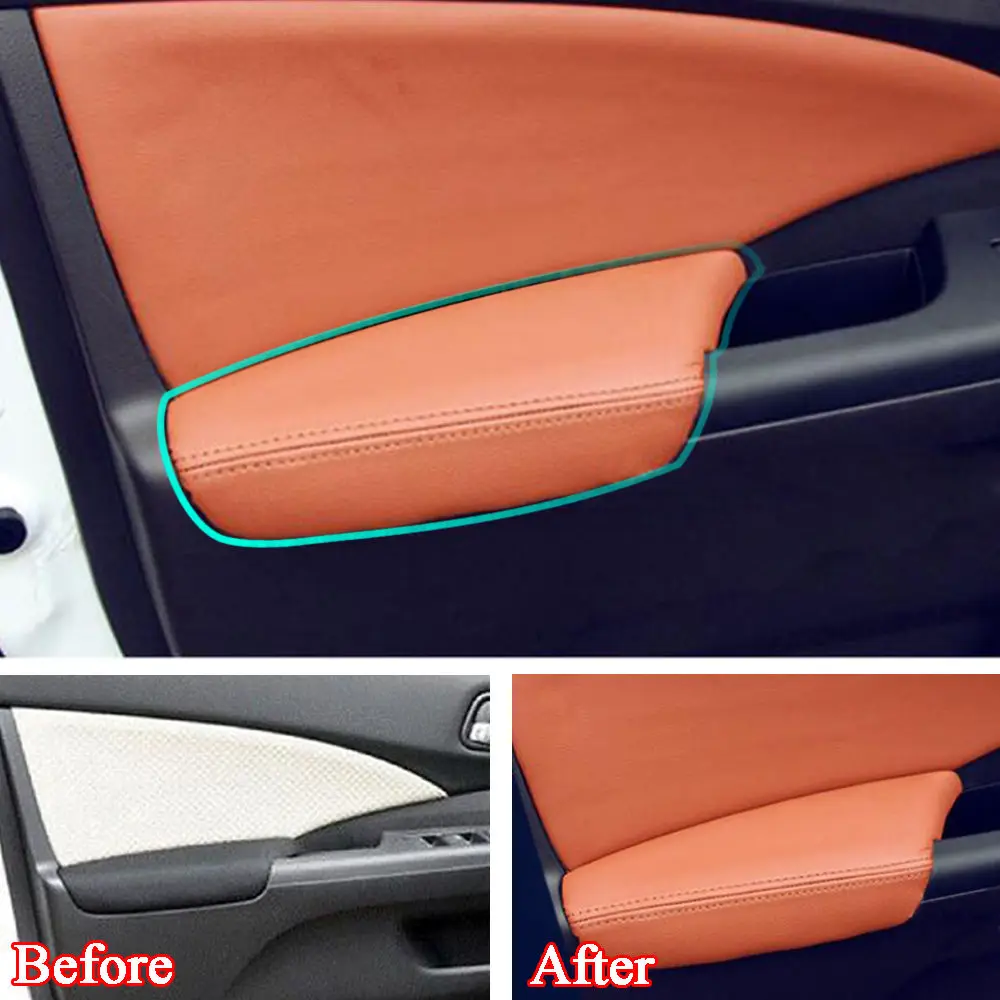 

BBQ@FUKA Car accessories For Honda CRV 2012-2015 Car Door Armrest PU Leather Surface COVER Panel Trim Shell Car interior decal