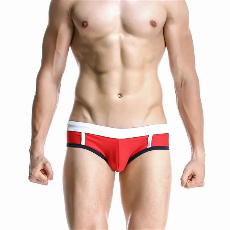 Мужские Сексуальные трусы с низкой талией, мужские пляжные шорты, шорты для активного отдыха - Цвет: Красный
