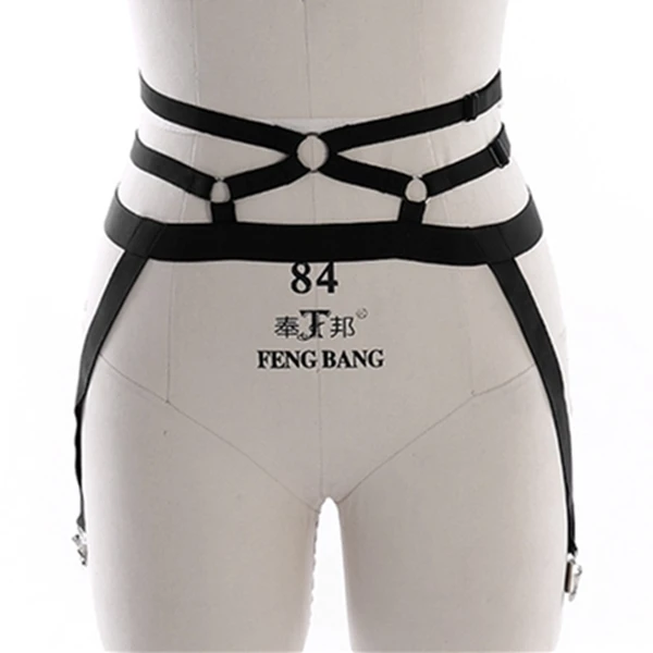 Body Harness Women Set Belt Garter Black Red Sexy Suit Bondage Cage Bra for Women Elastic Goth Festival Rave Dance Cosplay Wear - Цвет: Black P0043