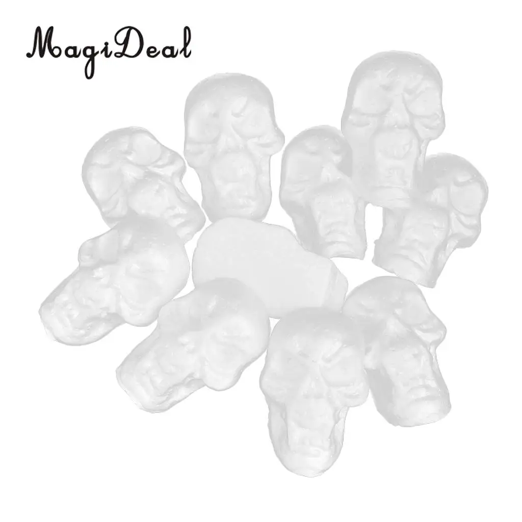 10pcs Flat Back Halloween Skull Styrofoam Foam Party Ornaments DIY Materials for Kids Painting Craft  