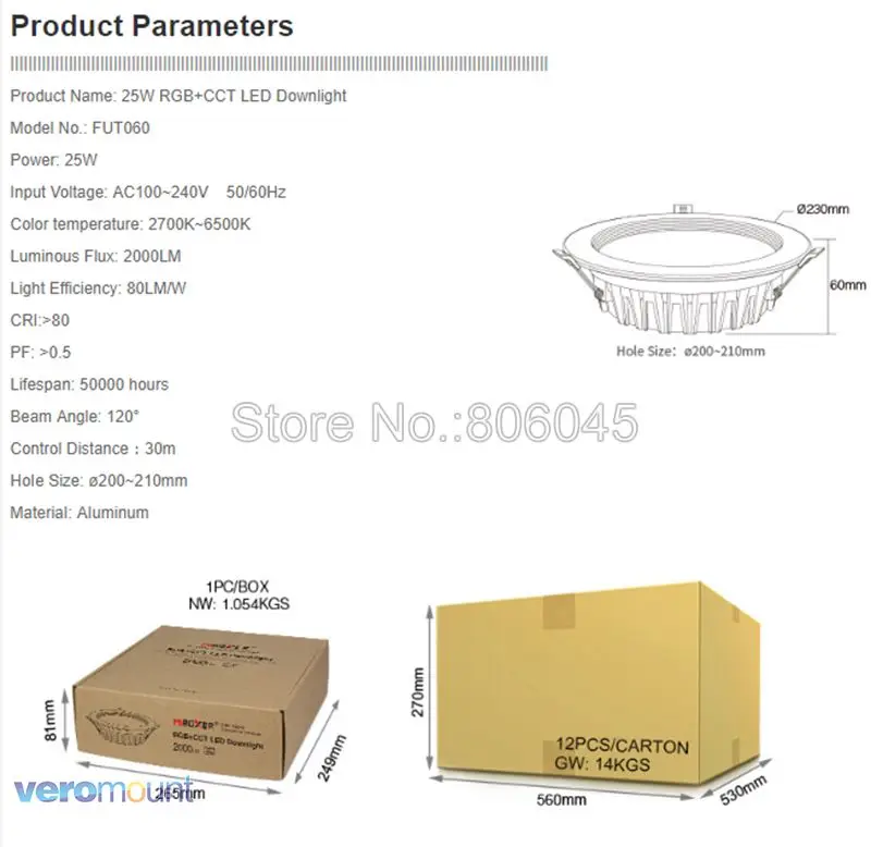 Milight 6W 9W 12W 15W 18W 25W RGB+CCT LED Downlight Ceiling Spotlight AC110V 220V FUT060 061 062 063 064 065 066 068 069