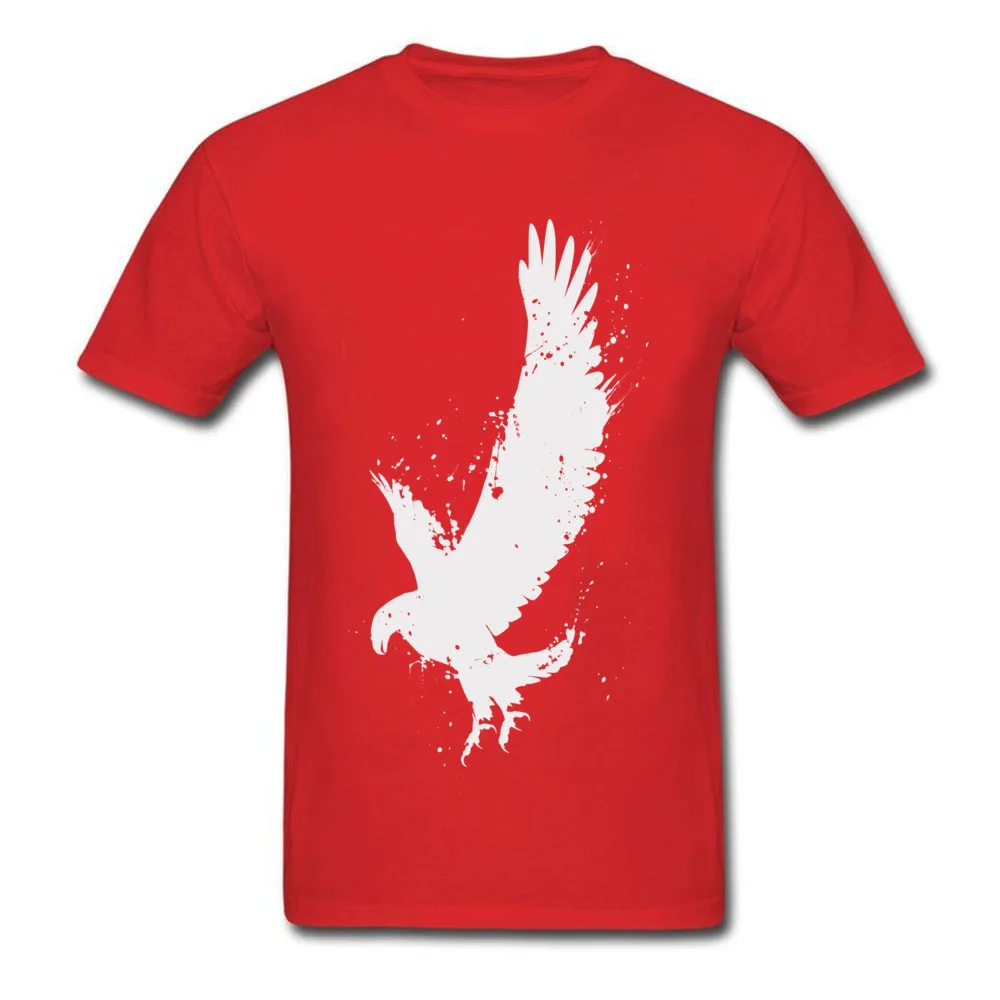 Print Normal Summer/Fall Cotton Fabric O-Neck Men Tees Birthday Tee-Shirt Classic Short Sleeve Tshirts Top Quality Eagle Brush Strokes Splatters On Dark red