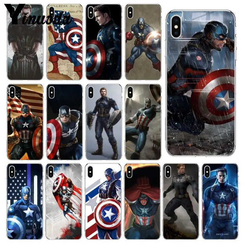 

Yinuoda Marvel Avengers Captain America Customer Phone Case for Apple iPhone 8 7 6 6S Plus X XS MAX 5 5S SE XR Cellphones