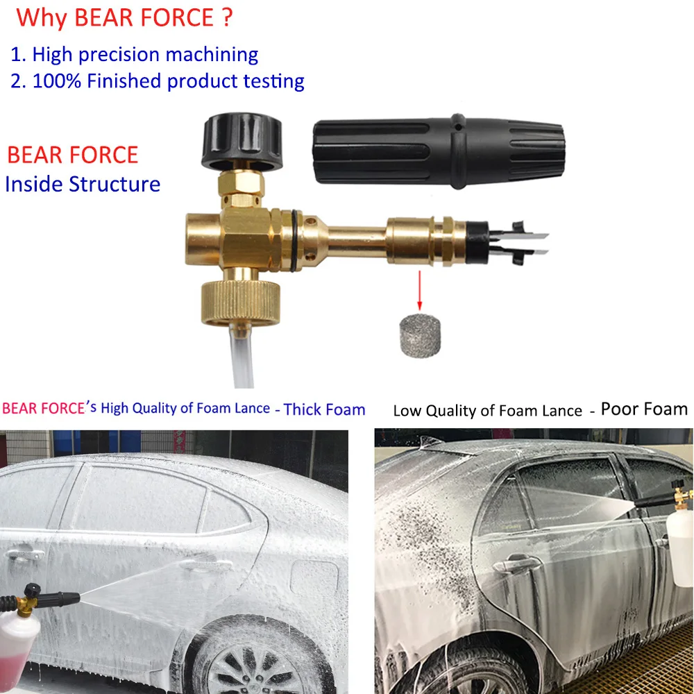 Espuma de Neve Lavadora de Pressão Gerador de Espuma Lavadora de Carro Lavagem de Espuma de Neve Lança Latão Corpo Espuma Bico Arma Sabão Carro Limpo Lavagem de Pulverizador 7 High Quality Automóveis e motos