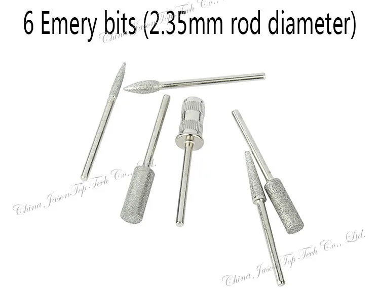 6 шт. 2,35 мм ногтей сверла набор Мощность аксессуары дрель электрические Маникюр дрель подачи машина Педикюр Инструменты 6,35 Шлифовальные полосы