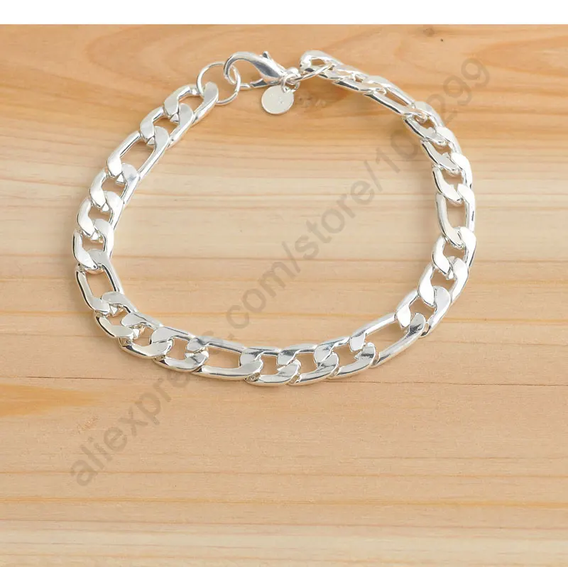 Новые аксессуары Быстрая 5 шт 9 мм тяжелые мужские ювелирные изделия 925 пробы серебряные браслеты Фигаро 7,8"