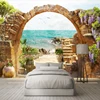 Custom Wall Mural Wallpaper Garden Stone Arches Sea View 3D Photo Wallpaper For Living Room Sofa Bedroom Backdrop Large Murals ► Photo 3/5