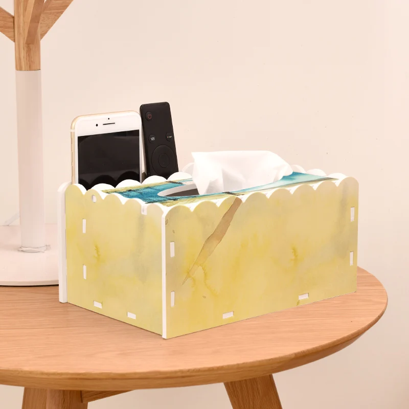 

Creative Home Kitchen PVC-wood Tissue Box DIY Solid Napkin Holder Case Remote Control Container Tissue Case Desktop 1pc-B6