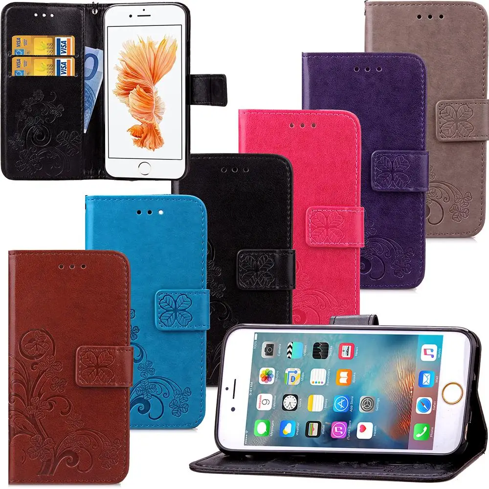 Funda Clover Case for Apple iPhone 5 5S SE 5C Leather Cover Luxry Flip Capa Telephone Mobile Accessorie for iPhone 5G Phone case