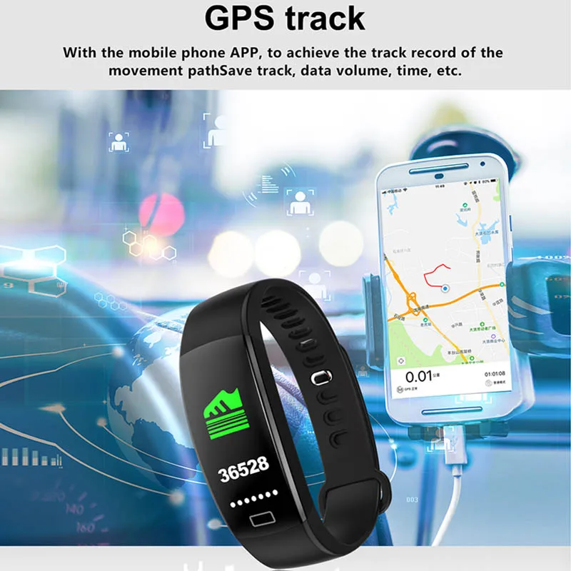 Смарт браслет F64HR Heart rate IP68 водонепроницаемый цветной экран кровяное давление
