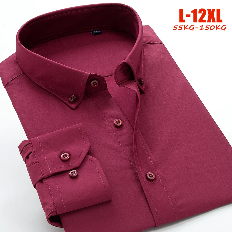 XL-12XL мужские рубашки большого размера из бамбукового волокна, мужские рубашки с длинным рукавом, роскошные брендовые рубашки для мужчин, 150 кг, camisa hombre