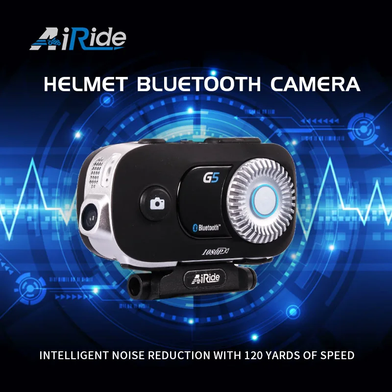 AiRide G5 500m 4 Riders Group Intercom HD 1080P Video Recorder Camera Motorcycle Bluetooth Intercom Helmet Headset