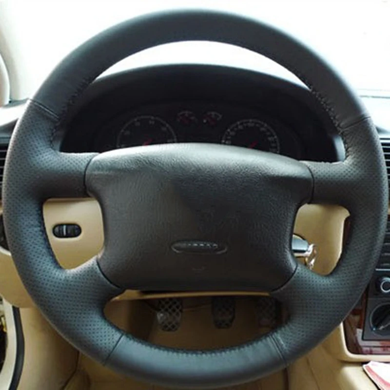 GNUPME ручной работы черный из натуральной кожи чехол рулевого колеса автомобиля для Volkswagen Skoda Octavia 1999-2005 Passat B5 VW Golf 4