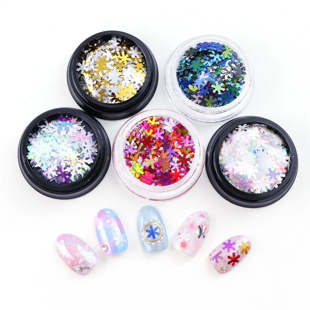 

1 Box Sequins Nail Sticker Snowflakes Christmas Decor Nail Sticker 3D Mixed Colors Glitter Nail Art Stickers Manicure Tool