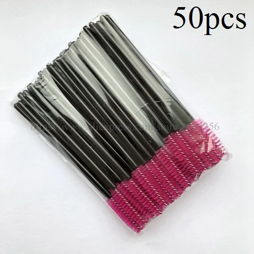 Розовый 50/100 шт пластиковые ручки ресницы Кисти Одноразовые ресницы кисти для макияжа синтетические разноцветные кисти для ресниц - Handle Color: 50pcs