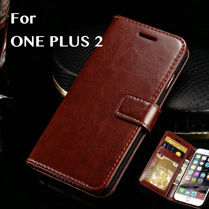 

For Oneplus 2 Flip Phone Case Vintage Crazy Horse Leather For Oneplus Two Wallet Phone Case For 1+2 Fitted Case Luxury Leather