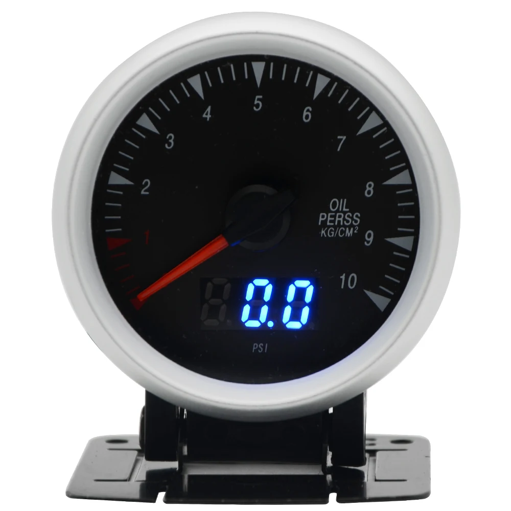 

2.5 Inch 60mm Oil Pressure Gauge Dual Units Digital Analog Display Blue LED