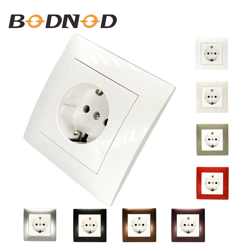 

Wall socket singel Socket withearth with white color frame European standard DIY Socket 16A 250V Decorative