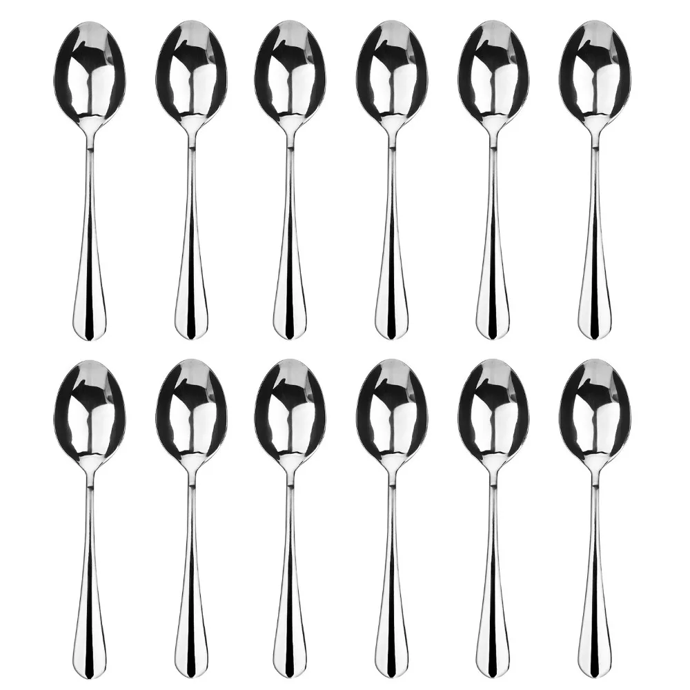 

MYLIFEUNIT 18/8 Stainless Steel Spoon Tea Coffee Dessert Ice Cream Spoon Set 7 Inch (Set of 12)