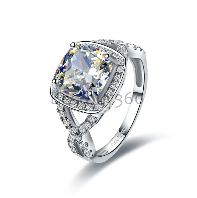 

Pure Silver 925 Silver 3 Carat Cushion Cut Simulated Diamant Halo Engagement S925 Ring For Women Jewelry Wedding Ring Band