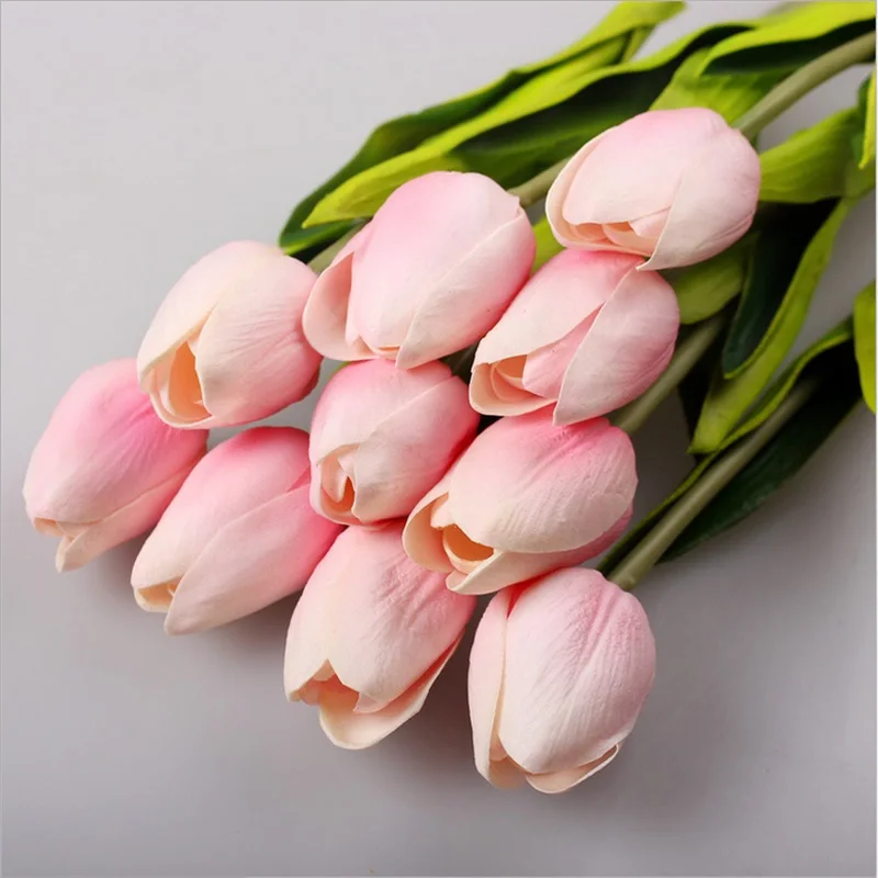 10Head Tulip Flowers Latex Real Touch For Wedding Bouquet Home Totel Décoration 