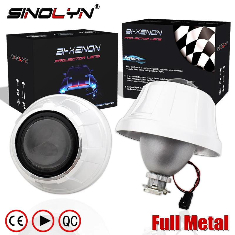 

SINOLYN Car Styling 2.5 Mini HID Bixenon Projector Headlight Metal Lens Headlamp Xenon Lenses Retrofit DIY W/ Pegasus Shrouds