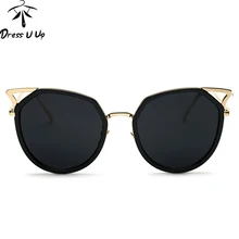 DRESSUUP Vinatge Marca Diseño Del Ojo de Gato Mujeres gafas de Sol de Marco de Metal Gafas de Sol Hombres de La Manera Transparente Gafas Mujer Gafas de Sol