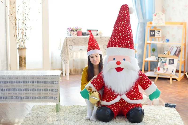 Огромный плюшевый Санта Клаус игрушка Большой Прекрасный Red Hat Санта Клаус кукла подарок около 140 см