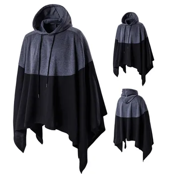 

Cosplay spring Korean version of the popular cloak hooded sweater stitching fashion tide men's cloak coat large size