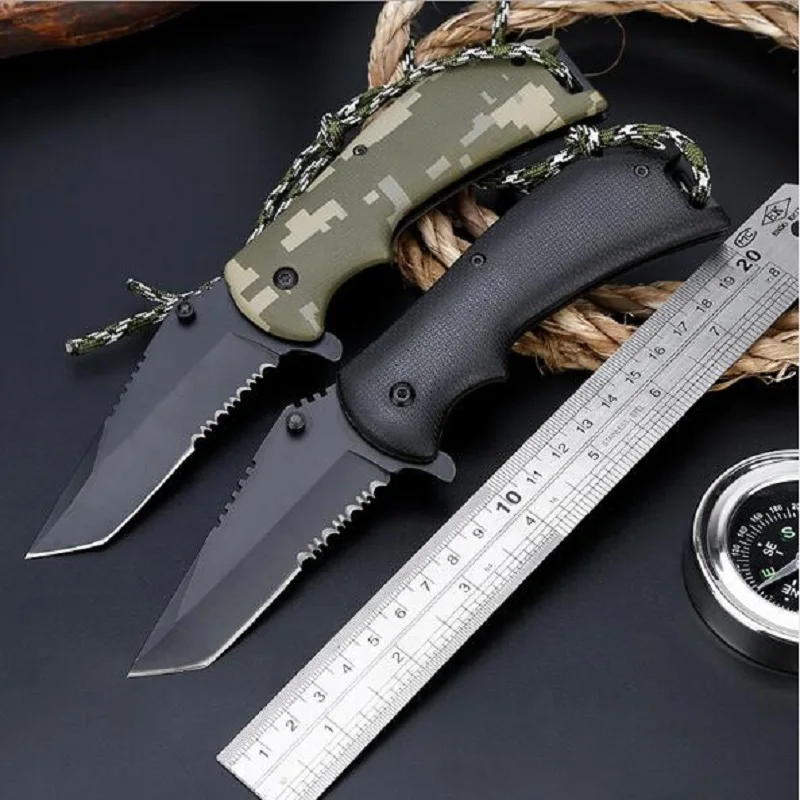 Тактический высокое твердосплавный нож выживания диких животных многофункциональная складально-мерильная нож самозащиты Открытый нож