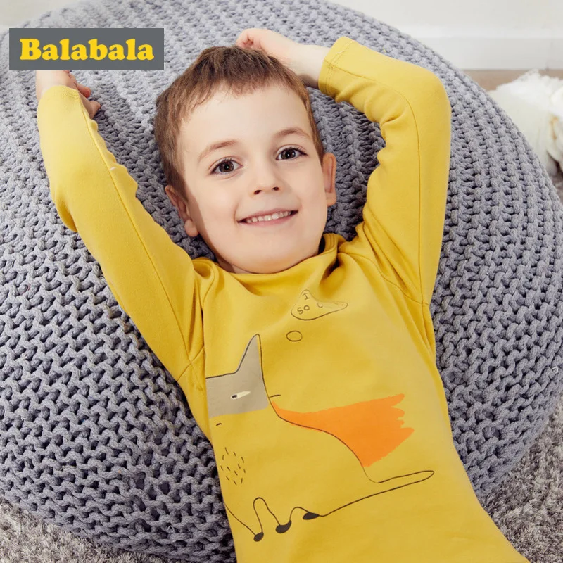 

Balabala Toddler Boy 2-Piece Fox Snug Fit Cotton Pjs Long Sleeved Crewneck Shirt + Pull-on Pants Set for Kids Boys Pajamas Set
