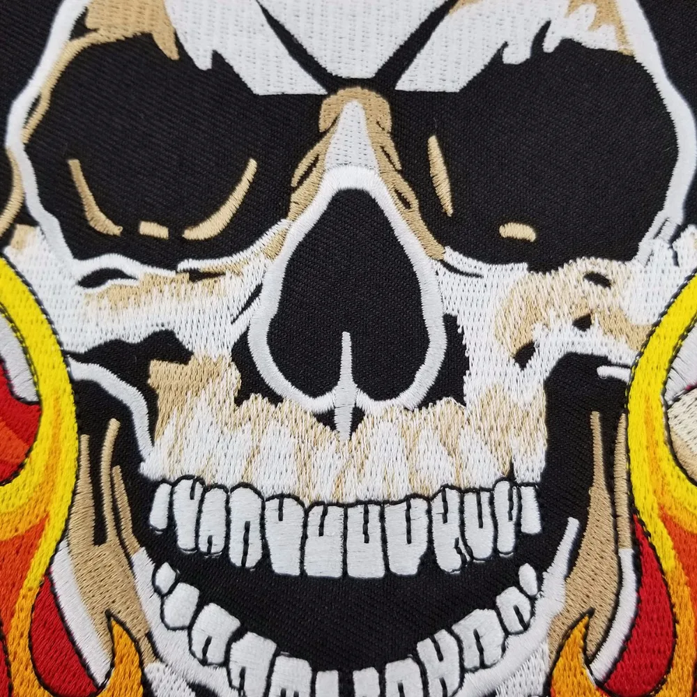 FIRE DEPT. SKULL free shipping fireman skull design clothes accessories biker vest iron-on embroidered patches (3)