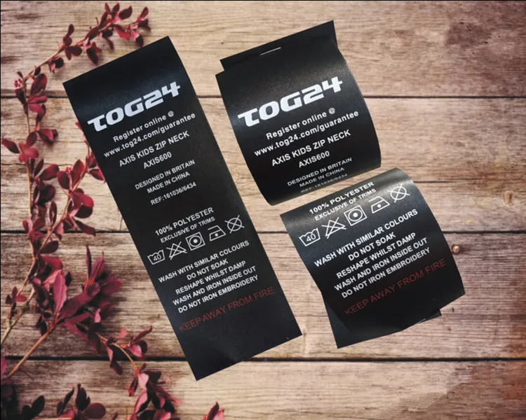 2000pcs Separate Cutted Custom Printed Black Care Labels Customized Garment Labels Clothing ...