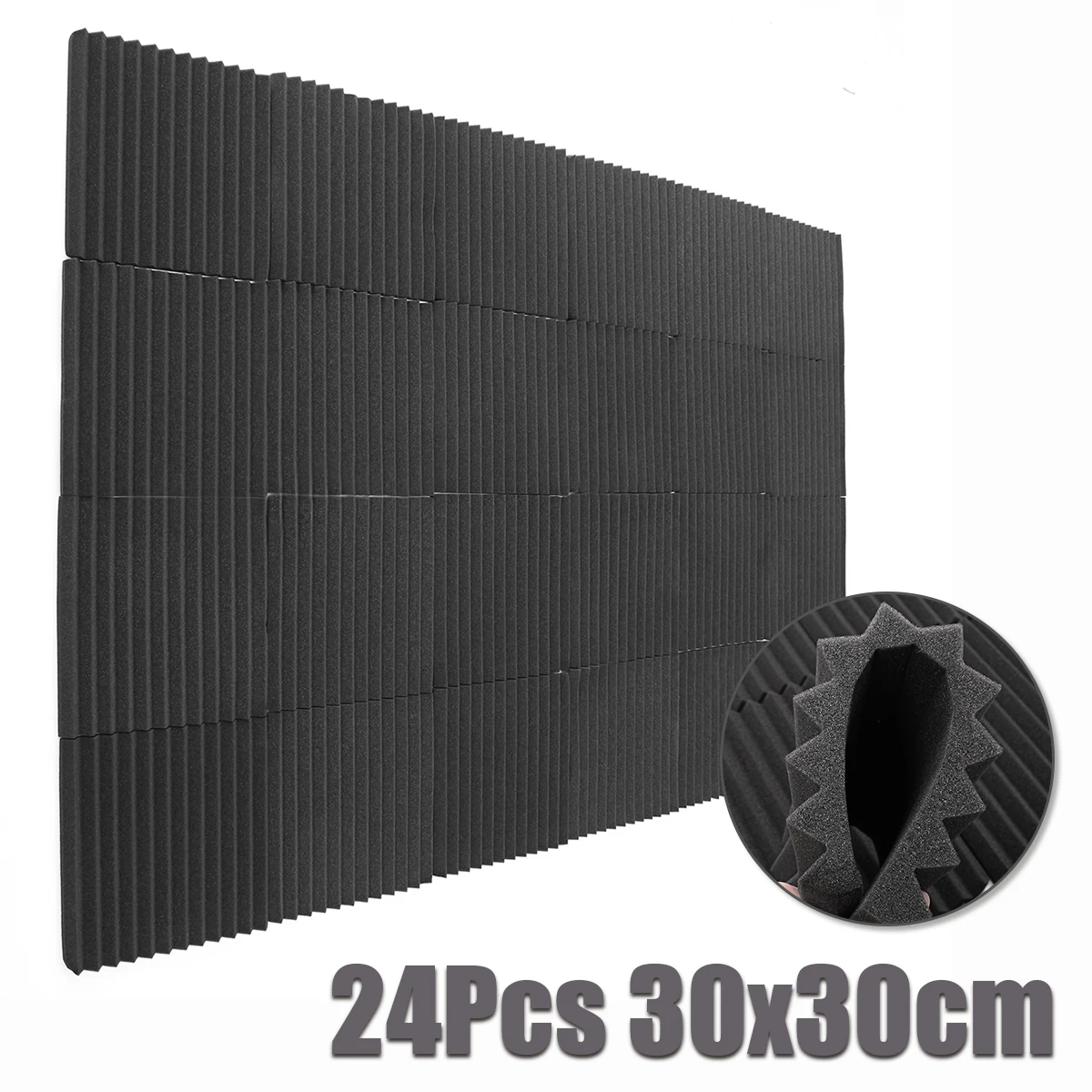 

24Pcs 30x30cm Soundproofing Foam Acoustic Foam Sound Treatment Studio Room Noise Absorption Wedge Tiles Polyurethane Foam