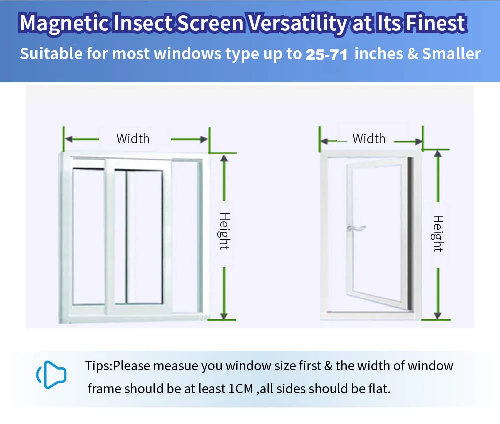 Регулируемый магнитный оконный экран DIY подходит для окон до 25-71 дюймов Съемный и моющийся, невидимые мухи комары защитная сетка