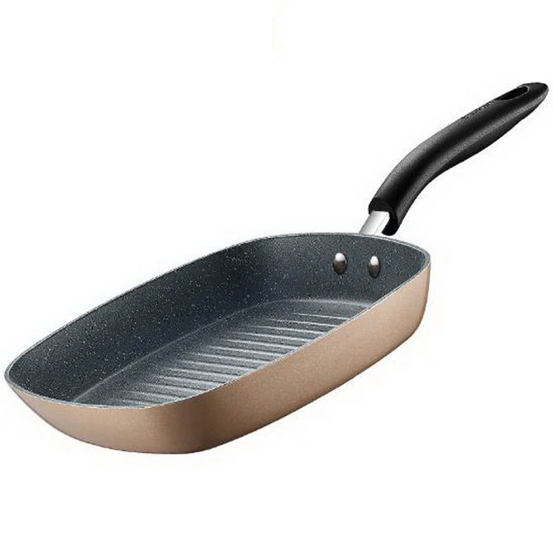 Household Steak Pans/Heat evenly/non stick pan/No oil fumes /Striped