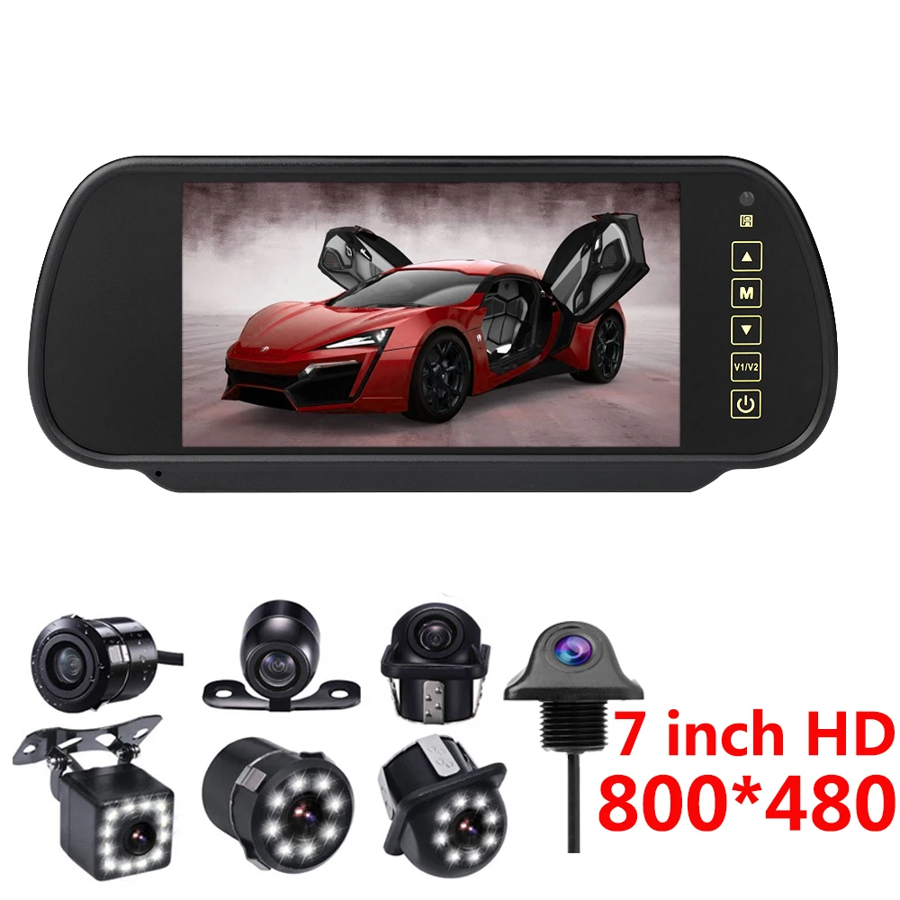 

Upgrade Reversing Backup Rear View Camera LED Night Vision with Full Touch Screen 7 inch LCD Rearview Mirror Monitor